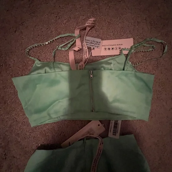 Oh Polly Two Piece Satin/Silk Material Set - Picture 6 of 8